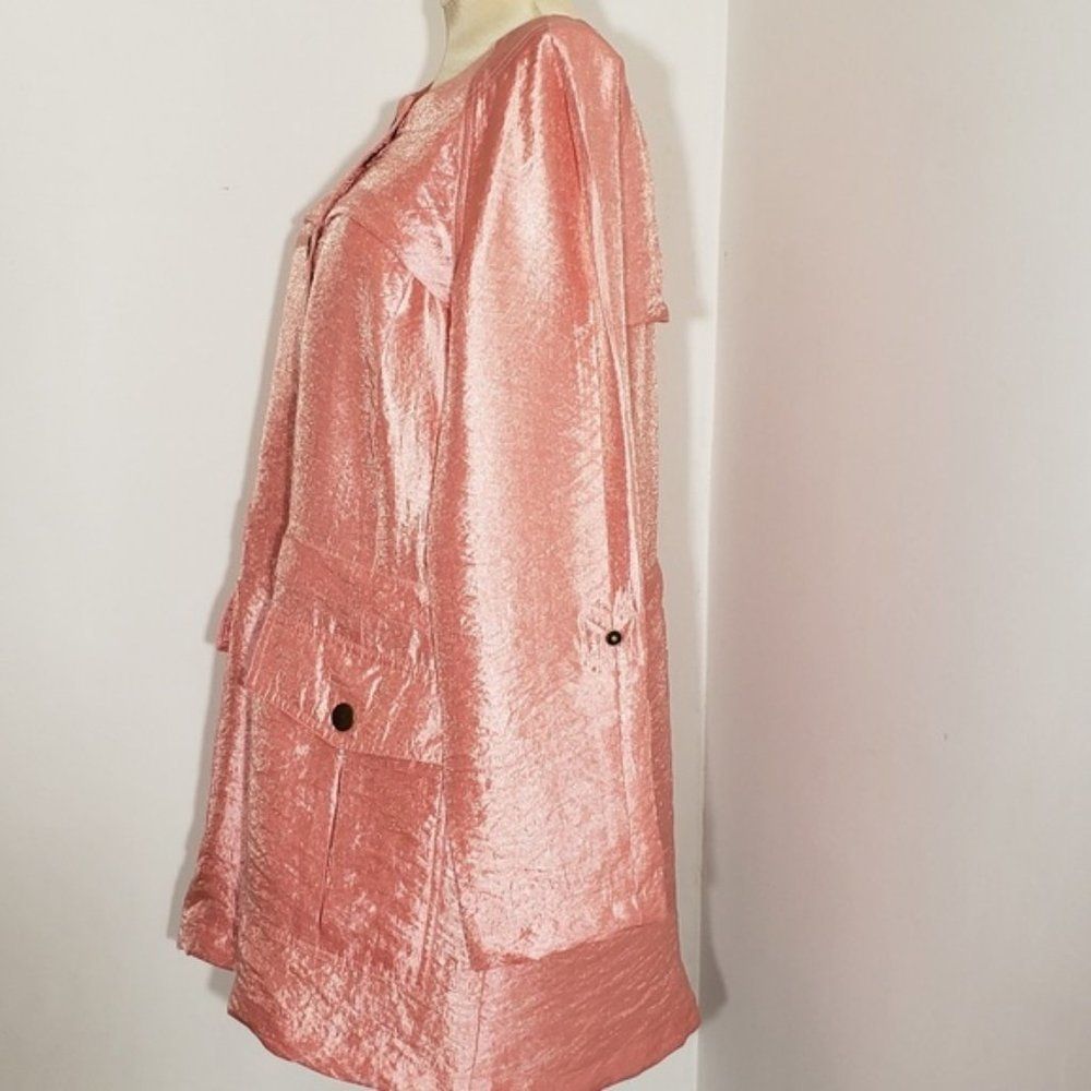 Ruby Rd Pink Lam Trench Jacket, Size 8 - image 8